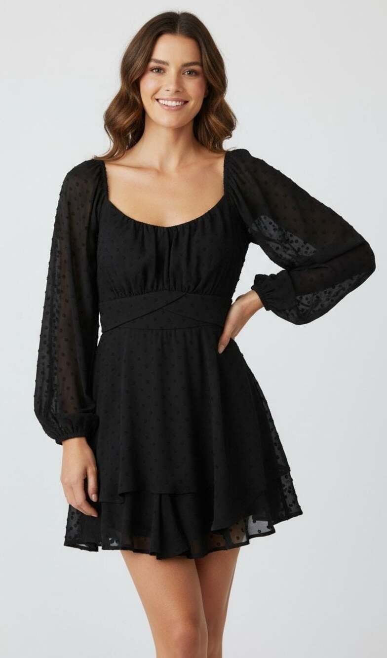 Altar'd State Black Lola Clip Dot Crossover Romper